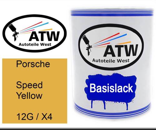 Porsche, Speed Yellow, 12G / X4: 1L Lackdose, von ATW Autoteile West.